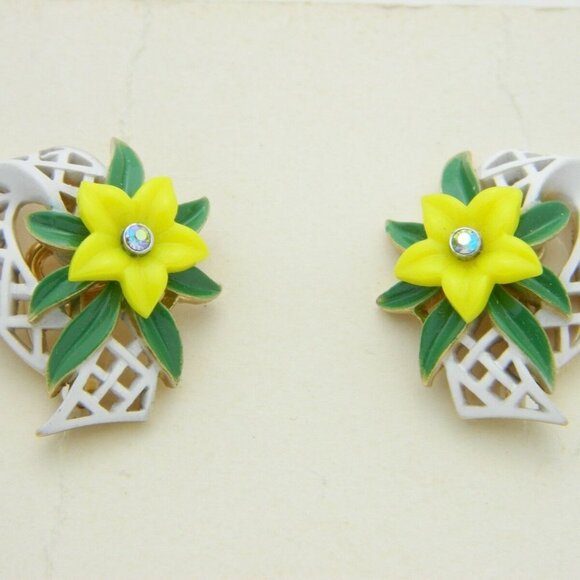 CROWN TRIFARI Gold Tone White Enamel Rhinestone - Picture 2 of 4